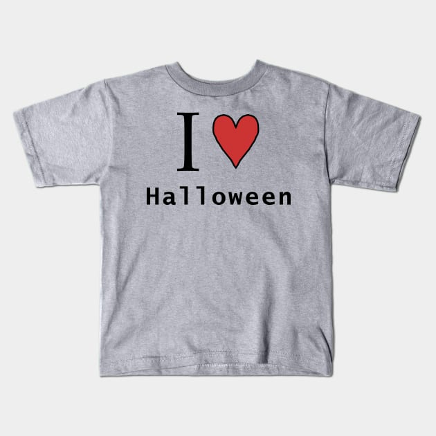 I Love Halloween Horror Kids T-Shirt by ellenhenryart
